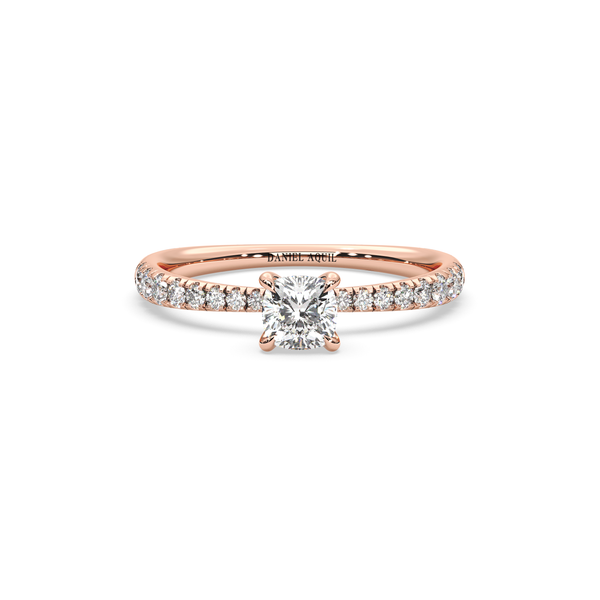 Cushion-Cut Zircon with Pave Zircon Band
