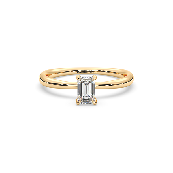 Solitaire Ring with Emerald-Cut Zircon