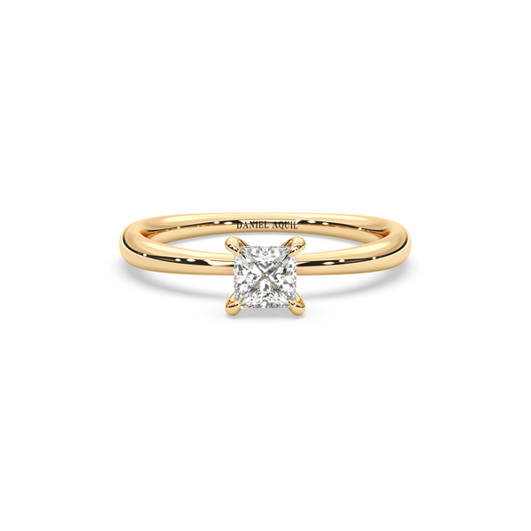 Solitaire Ring with Cushion-Cut Zircon