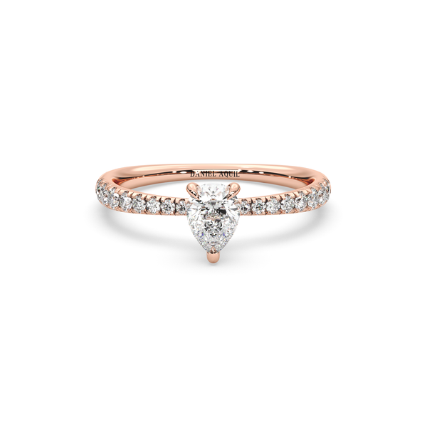 Pear-Cut Zircon Pave Solitaire Ring